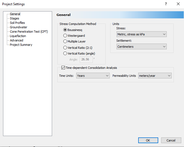 Project Settings dialog - General tab